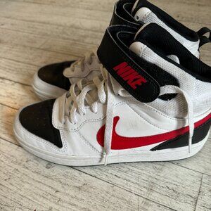 Nike Court Borough Mid 2  Big Kids' Shoes  White/Black/University Red